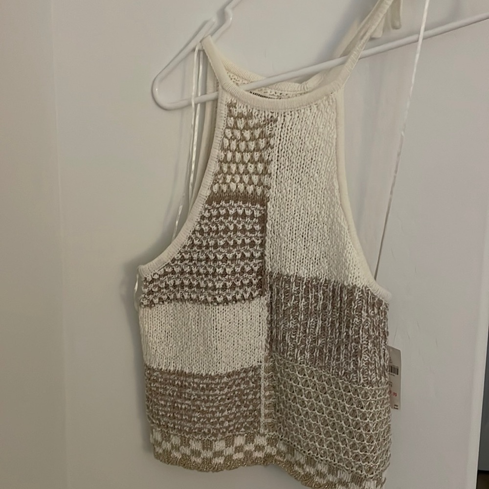 NWT Anthropology Checked Tie Tank Top